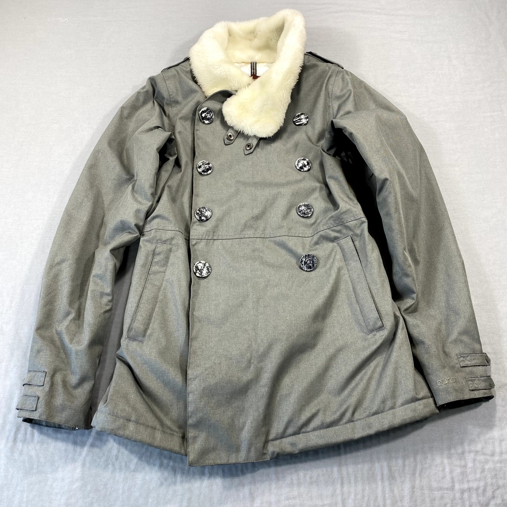Burton White Collection Dryride Jacket Womens Small Gray Faux Fur Ski Coat Snow‎